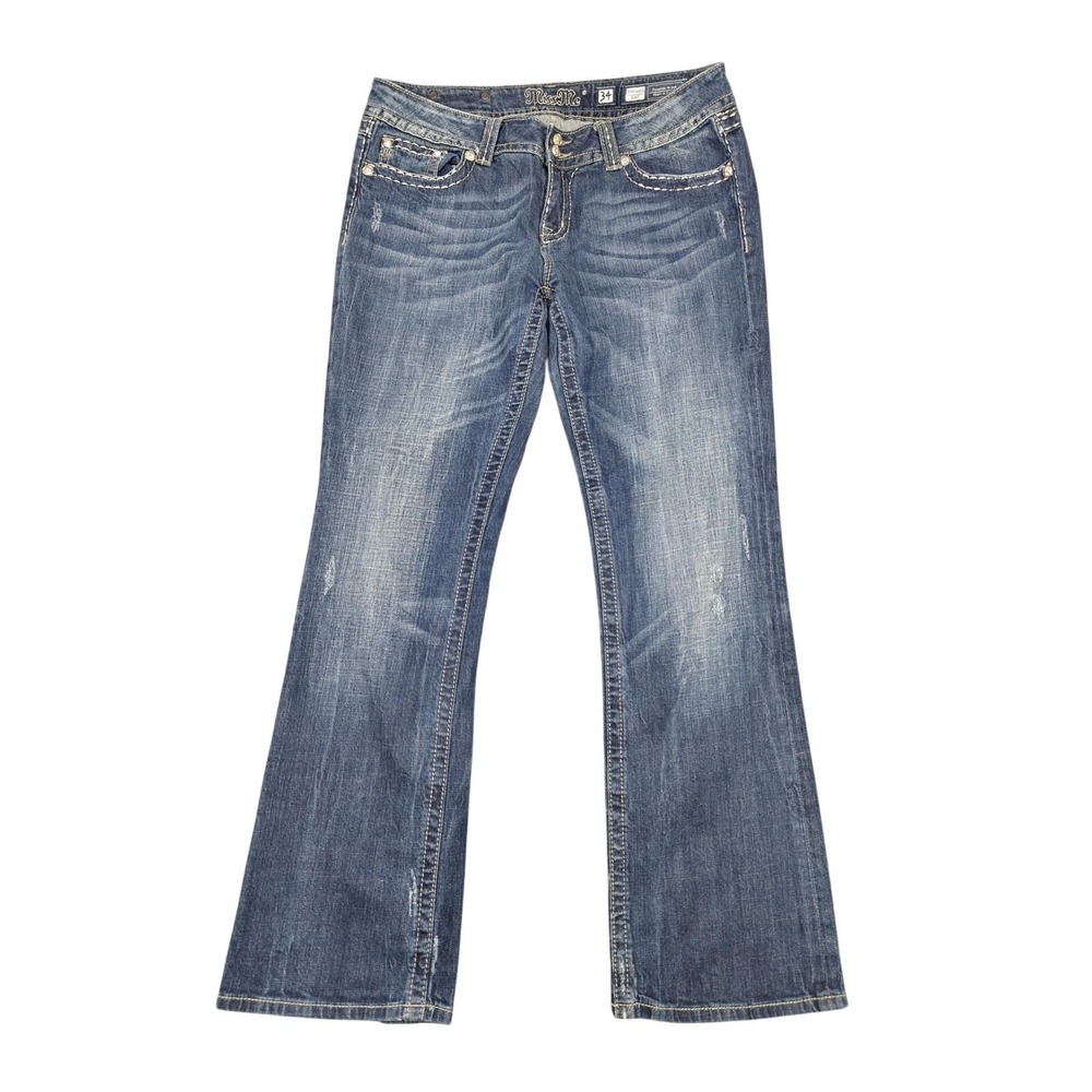 Miss Me Boot Jeans Womens 34 Blue Med Wash Bootcut Distressed Denim Y2K